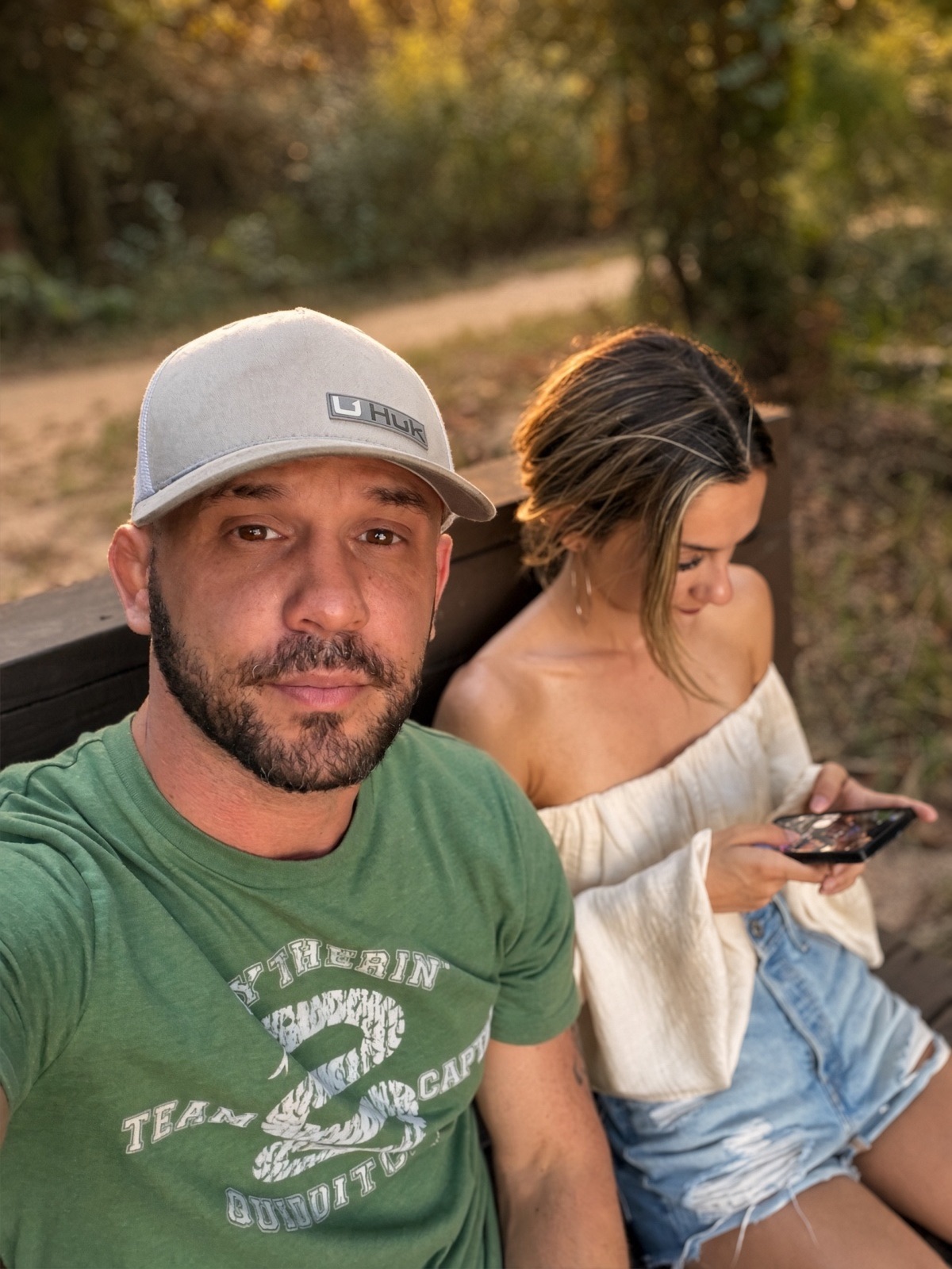 Original couple selfie outdoors