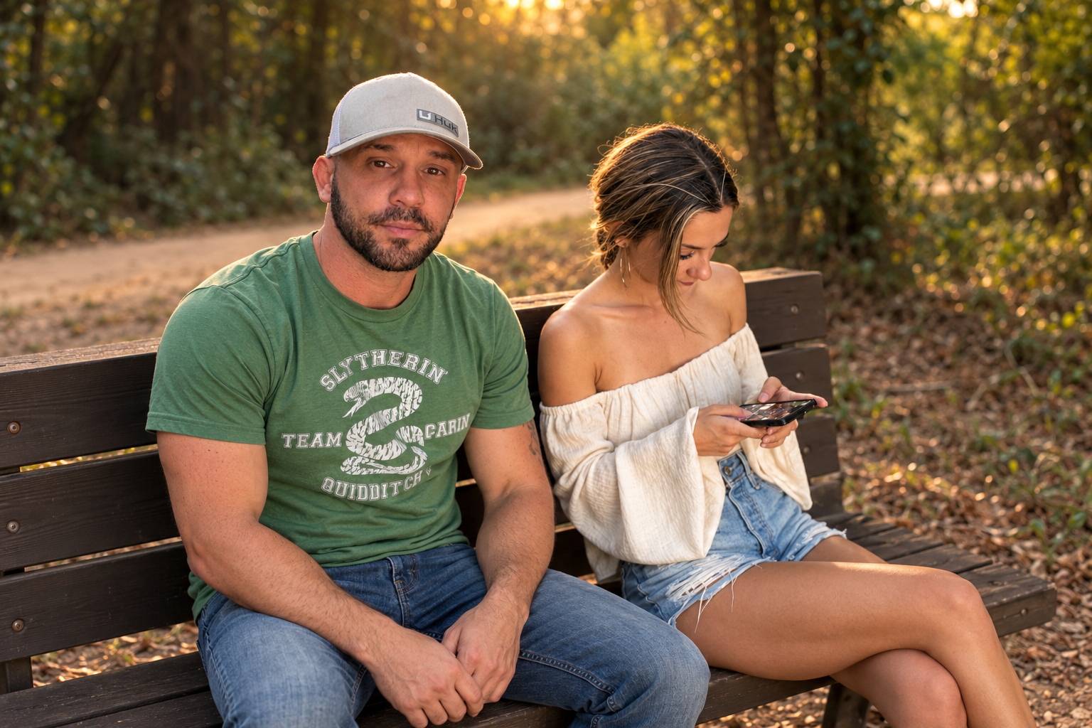 AI edited couple photo with naturally relaxed camera arm